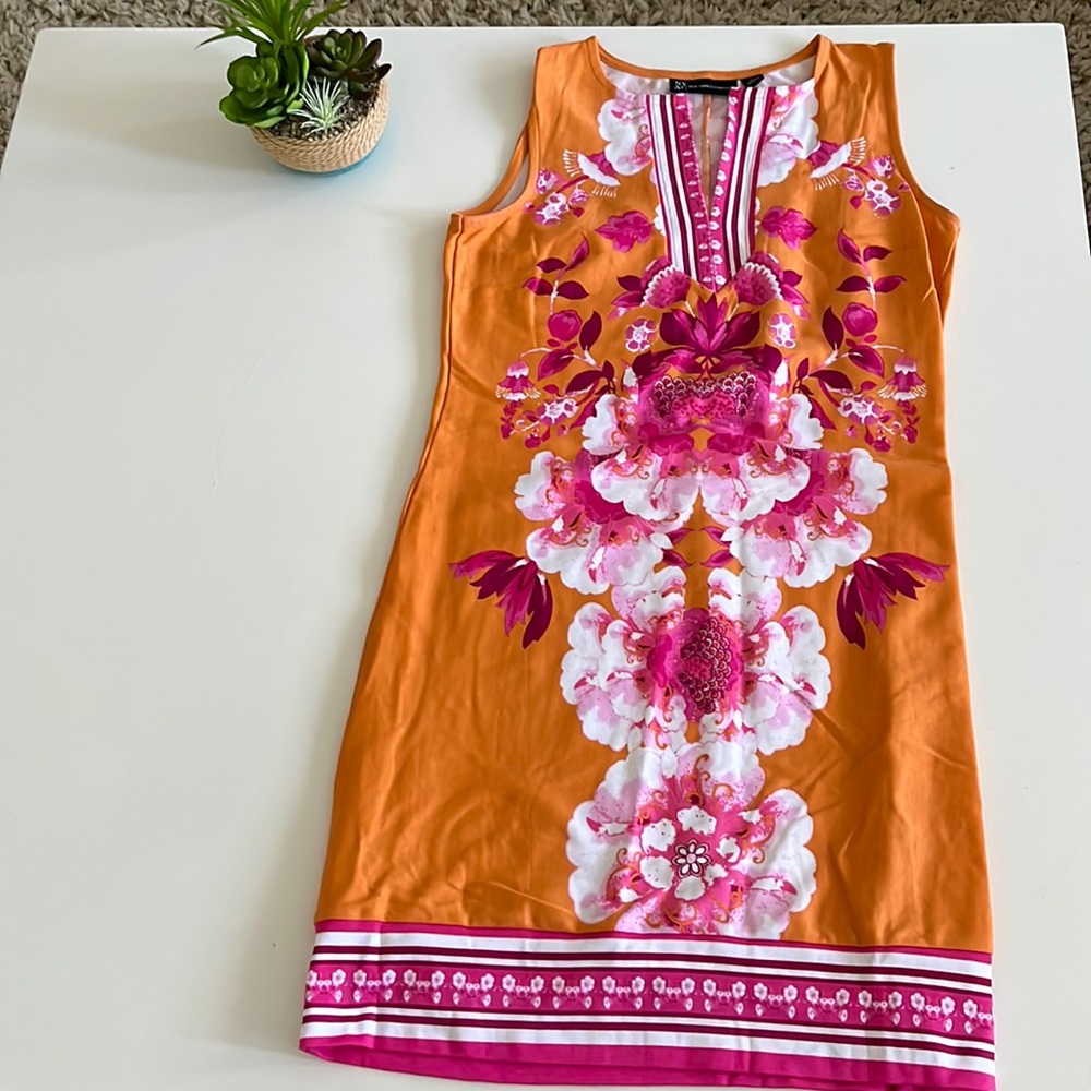 Sleeveless Orange and Pink dress! Size XS!